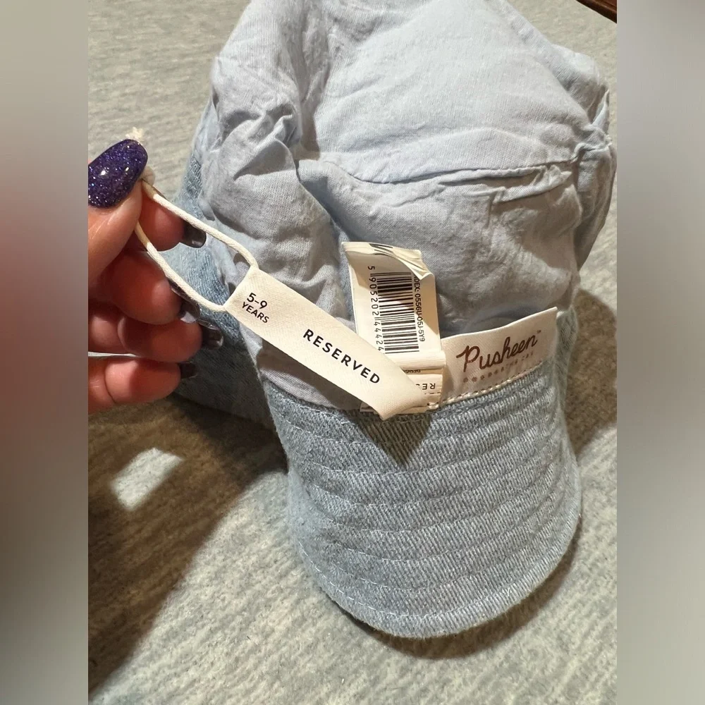 Pusheen The Cat‎ Reserved Kids Light Blue Bucket Hat with Patch 5-9 years denim